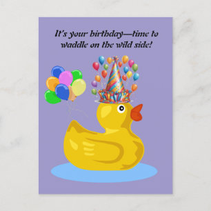 Fröhliche Gummiente  Lustiger und Skurriler Geburt Postkarte