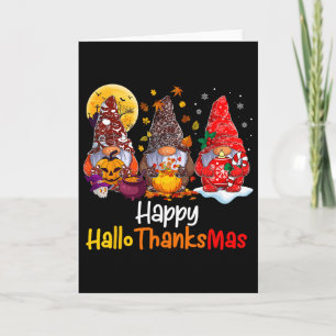 Fröhliche Hallothanksmas Gnome Halloween Erntedank Karte