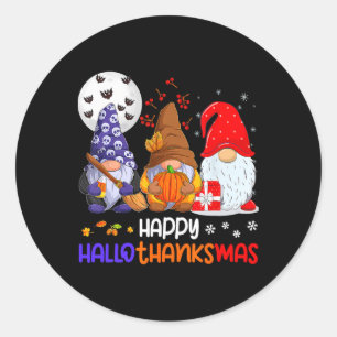 Fröhliche Hallothanksmas Gnome Halloween Erntedank Runder Aufkleber