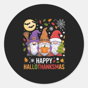 Fröhliche Hallothanksmas Gnome Liebhaber Halloween Runder Aufkleber