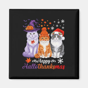 Fröhliche Hallothanksmas Katzen Halloween Erntedan Magnet