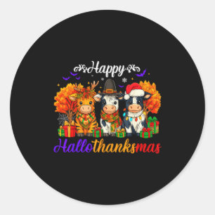 Fröhliche Hallothanksmas Kühe Geschenke für Landwi Runder Aufkleber