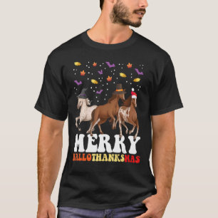 Fröhliche Hallothanksmas Pferdefanatiker-Festzeit T-Shirt