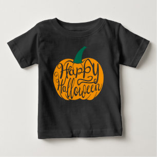 Fröhliche Halloween-Beschriftung auf ausgehöhltem Baby T-shirt