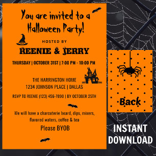 Fröhliche Halloween-Black & Orange-Halloween-Party Einladung