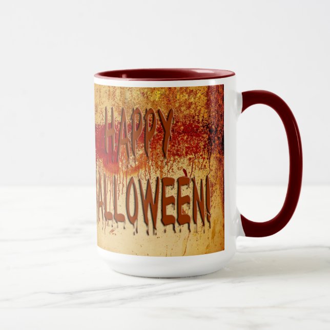 Fröhliche Halloween-blutgestresste Wall-Tasse Tasse (Rechts)
