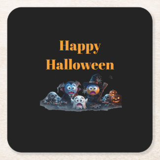Fröhliche Halloween-Emoji-Servietten. Rechteckiger Pappuntersetzer