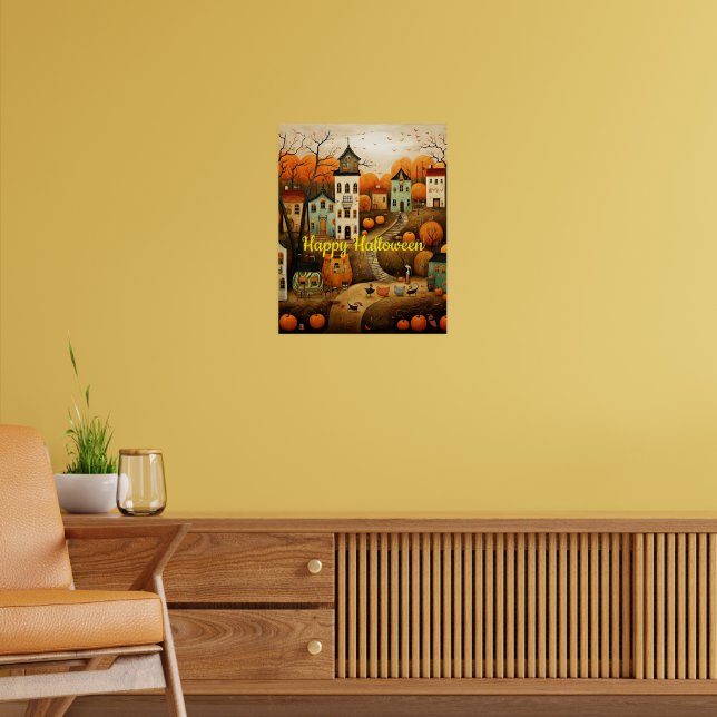 Fröhliche Halloween-Farbbildillustration Poster (Wohnzimmer 2)