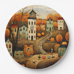 Fröhliche Halloween farbenfrohe Illustration Pappteller