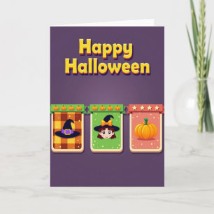 Fröhliche Halloween-Figurkarte Karte
