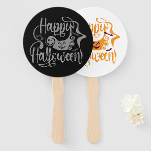 Fröhliche Halloween-Fledermäuse Kürbis Fächer