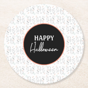 Fröhliche Halloween-Geister-Süßigkeiten-Handschrif Runder Pappuntersetzer