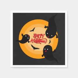 Fröhliche Halloween-Geister und Fledermäuse Papier Serviette