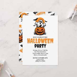 Fröhliche Halloween-Geister- und Kürbisparty Einladung