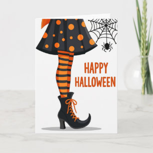 Fröhliche Halloween-Gestreifte-Bein-Karte Karte