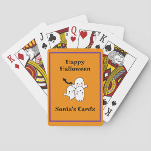 Fröhliche Halloween Ghost Bat Orange Lila Bridge Spielkarten