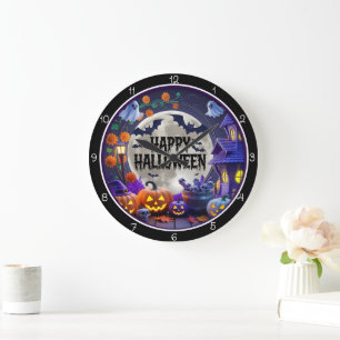 Fröhliche Halloween Grusel Nacht Große Wanduhr