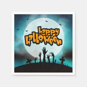 Fröhliche Halloween-Grusel-Zombie-Party Serviette