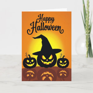 Fröhliche Halloween-Grüße mit unheimlichen Kürbiss Karte