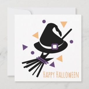 Fröhliche Halloween-Grußkarte Hexenbesen Dankeskarte