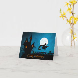 Fröhliche Halloween-Hexen-Grußkarte Karte