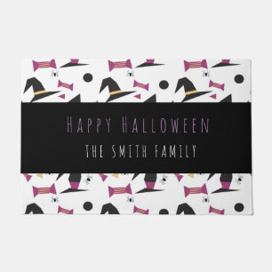Fröhliche Halloween-Hexen-Süßigkeiten-Muster Name Fußmatte