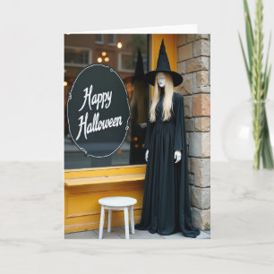 Fröhliche Halloween-Hexenkarte Karte