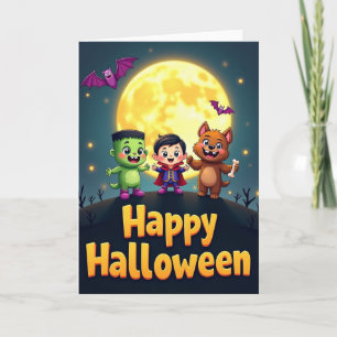 Fröhliche Halloween-Hügelkarte Karte