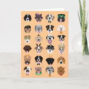 Fröhliche Halloween-Hundegesichter Karte
