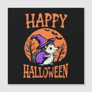 Fröhliche Halloween-Igel-Hexe Magnetkarte