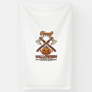 Fröhliche Halloween-Jagd gekreuzte Äxte Kürbis Run Banner