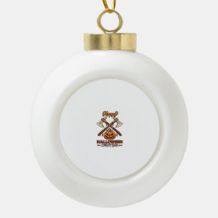 Fröhliche Halloween-Jagd gekreuzte Äxte Kürbis Run Keramik Kugel-Ornament