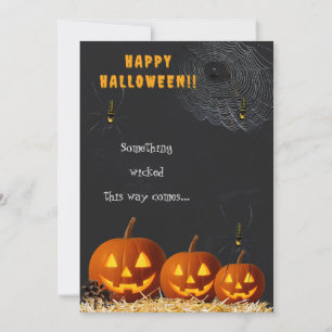 Fröhliche Halloween-Karte Gruseliger Kürbis & Sp Einladung