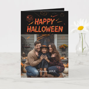 Fröhliche Halloween-Karte, Halloween-Familienfoto Karte