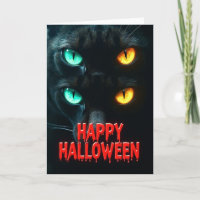 Fröhliche Halloween-Karte mit leuchtenden Augen
