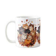 Fröhliche Halloween-Katzen und Kürbisse