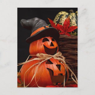 Fröhliche Halloween-Kürbis-Grußkarte Postkarte