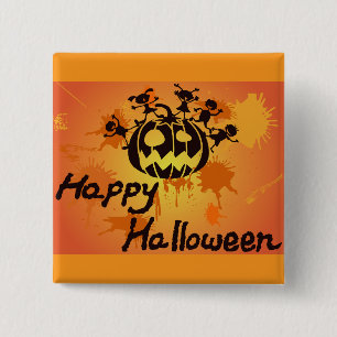 Fröhliche Halloween-Kürbis-Silhouetten-Illustratio Button