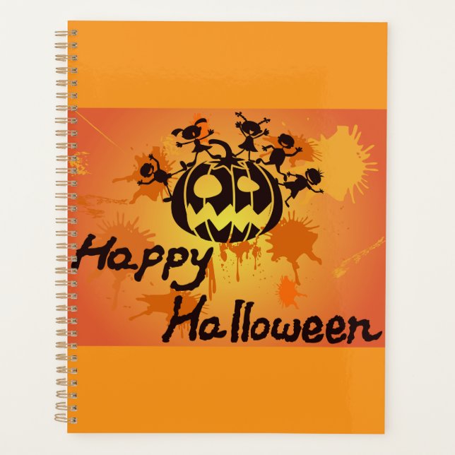 Fröhliche Halloween-Kürbis-Silhouetten-Illustratio Planer (Vorderseite)