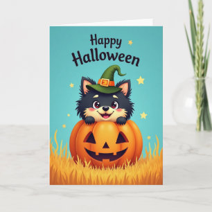 Fröhliche Halloween-Kürbisfreund-Karte Karte