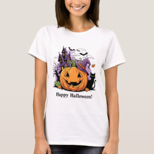 Fröhliche Halloween-Kürbislaternen-Szene T-Shirt