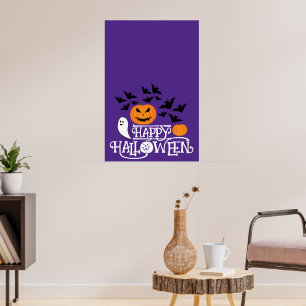 Fröhliche Halloween-Kürbisse Geister Fledermäuse l Poster