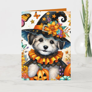 Fröhliche Halloween Malteser Welpe Hexe Halloween Karte