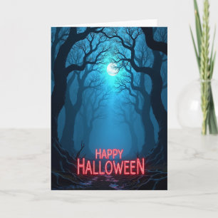 Fröhliche Halloween-Mondlicht-Waldkarte Karte
