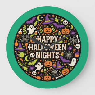 Fröhliche Halloween-Nächte Süßer Kürbis-Geist. Große Wanduhr