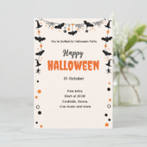 Fröhliche Halloween-Party-Einladung mit Fledermäus