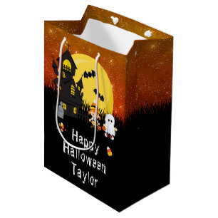 Fröhliche Halloween-Party Hexe Geist Dunkelorange Mittlere Geschenktüte