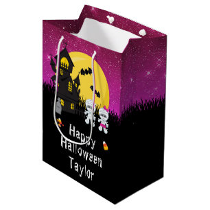 Fröhliche Halloween-Party Mumie Dunkelrosa Mittlere Geschenktüte
