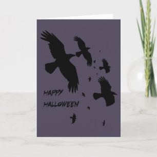 Fröhliche Halloween-Ravens in Flight Vector-Silhou Feiertagskarte