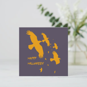 Fröhliche Halloween-Ravens in Flight Vector-Silhou Feiertagskarte